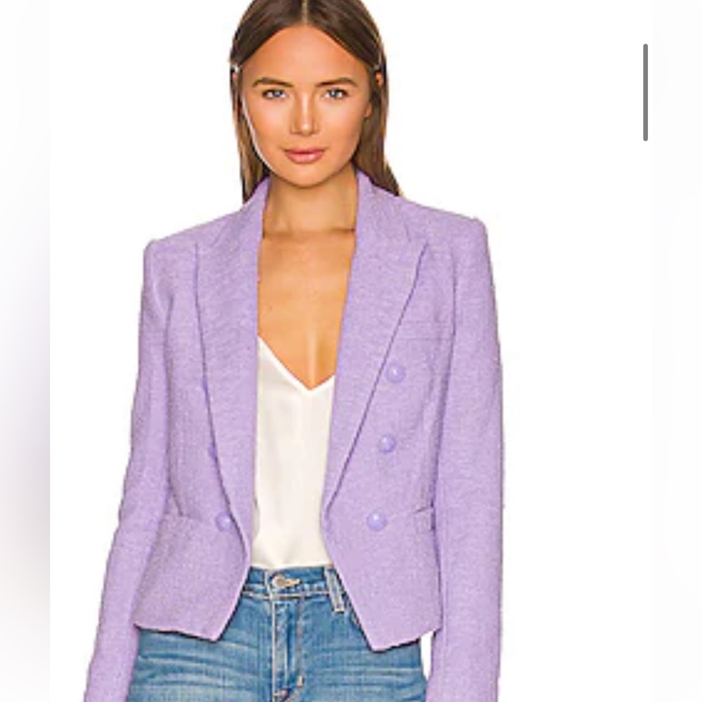 L’ agence tweed lavender blazer preloved size small